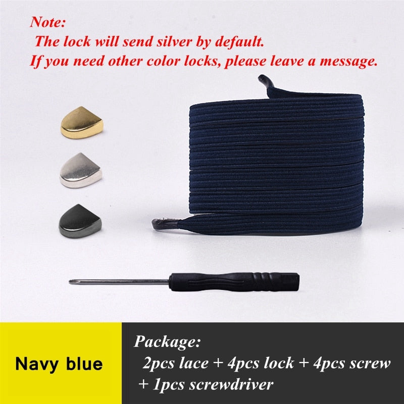 Elastic Shoelaces Flat Metal lock No Tie Shoe lace Kids And Adult Unisex Suitable for all kinds of shoes Sneakers Lazy laces - 3221015 Navy Blue / United States / 100cm Find Epic Store