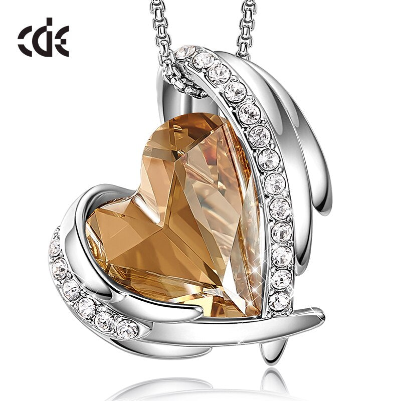 New Arrival Bohemia Heart Pendant Necklace with Crystals Angel Wings Necklace - 100007321 Caramel / United States Find Epic Store