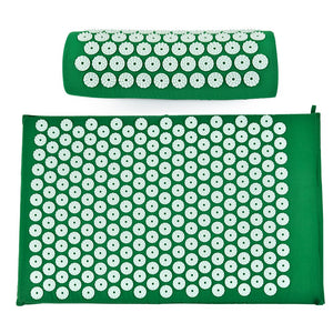 Massage Cushion Yoga Mat Head Neck Back Massage Cushion Pillow Yoga Spike Mat Anti-stress Acupuncture pad Needle Massager - 201221711 United States / Green Mat and Pillow Find Epic Store