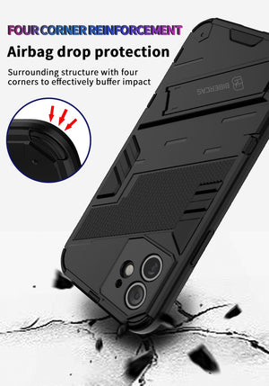 Black Color Case - Shockproof Phone Case For iPhone 6/6s/7/7 Plus/8/8 Plus/X/XR/XS/XS Max/11/11 Pro/11 Pro Max/12/12 Pro/12 Max/12 Mini With Phone Stand Cover - 380230 Find Epic Store