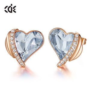 Red Heart Crystal Earrings Angel Wings - 200000171 Blue Gold / United States Find Epic Store