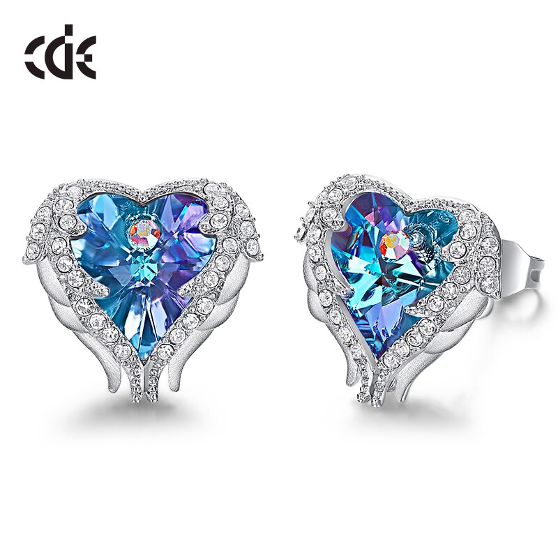 Fashion Brand Earrings Embellished with Blue Crystal Heart Earrings - 200000171 Purple / United States Find Epic Store