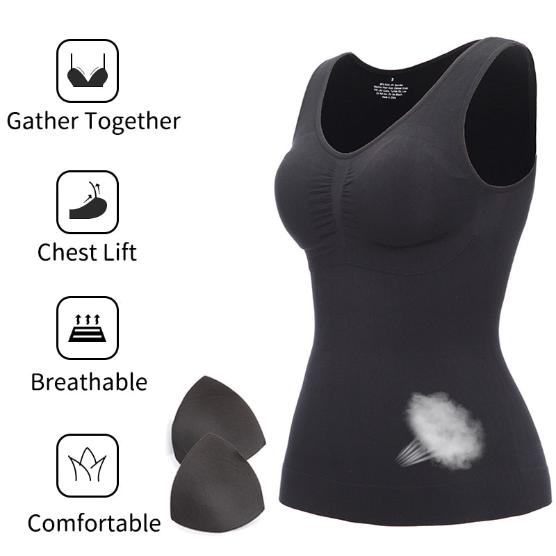 Shapers Slimming Tank Tops Women Tummy Control Shapewear Seamless Compression Camisole Body Shaper Waist Trainer Padded Corset - 31205 Find Epic Store