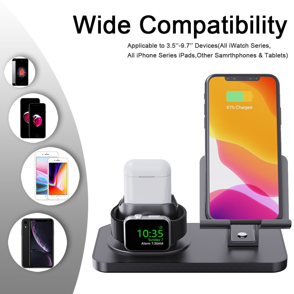 3 in 1 Charging Dock Holder For iPhone 11 12 Pro XR XS Max Silicone Charger Stand for Apple Watch AirPods Charging Station Docking - 5093004 Find Epic Store