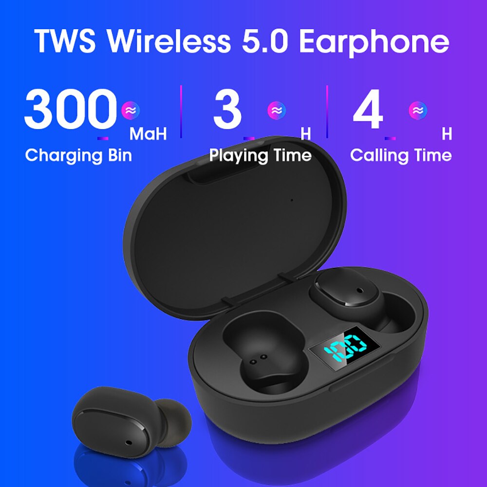 Upgraded E6S TWS Bluetooth 5.0 Earphones Wireless Earbuds LED Display Stereo Noise Cancelling With Mic Hands-free TWS Earphones - 63705 Find Epic Store