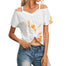 Tie Dye Fashion Pattern Short Twist Knot V-neck Off Shoulder T-shirt - 200000791 Orange / S / United States Find Epic Store