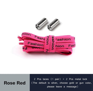 24 Colors Elastic Shoelaces Capsule Metal Suitable for All Universal Lazy Lace Man and Woman Shoes Sneakers No Tie Shoelace - 3221015 Rose Red / United States / 100cm Find Epic Store