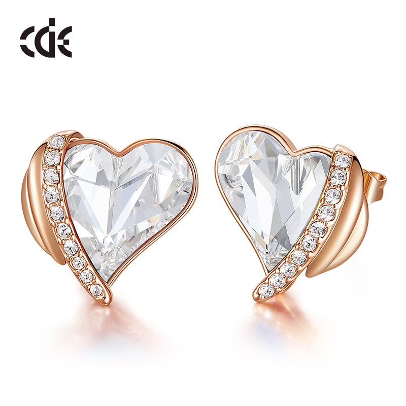 Red Heart Crystal Earrings Angel Wings - 200000171 Crystal Gold / United States Find Epic Store