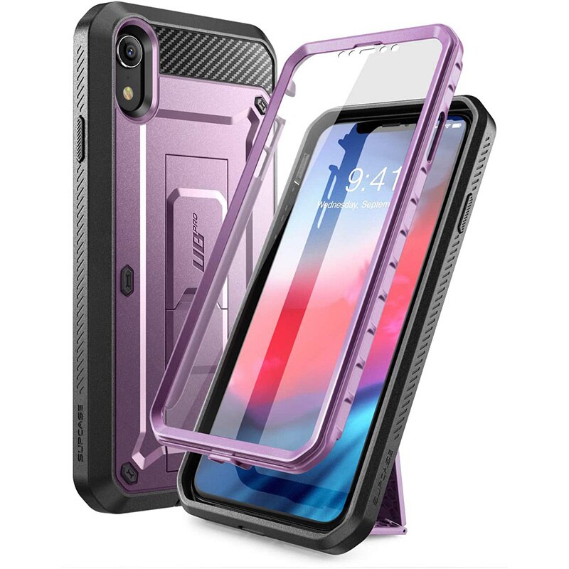 For iPhone XR Case 6.1 inch UB Pro Full-Body Rugged Holster Phone Case Cover with Built-in Screen Protector & Kickstand - 380230 PC + TPU / Violet / United States Find Epic Store