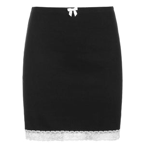 Lace Hem Gothic Y2k Skirt - 349 Black / S / United States Find Epic Store
