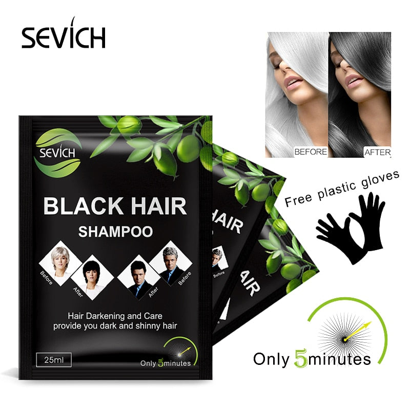 5pcs/lot Natural Organic Black Hair Shampoo 5 color Hair Dye Cream Gel Make Grey and White Cover-Up Darkening and Shiny - 200001173 Find Epic Store