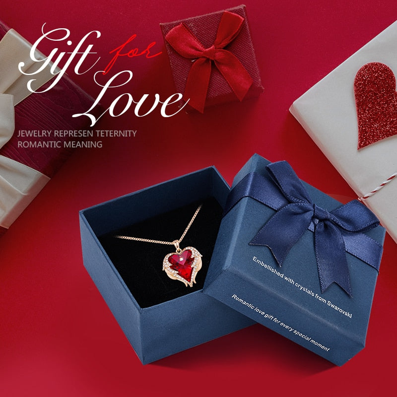 Heart of the Ocean Pendant Necklace with Crystal from Swarovski Silver Color Necklace for Female Fashion Show Jewelry - 200000162 Red Gold in box / United States / 40cm Find Epic Store