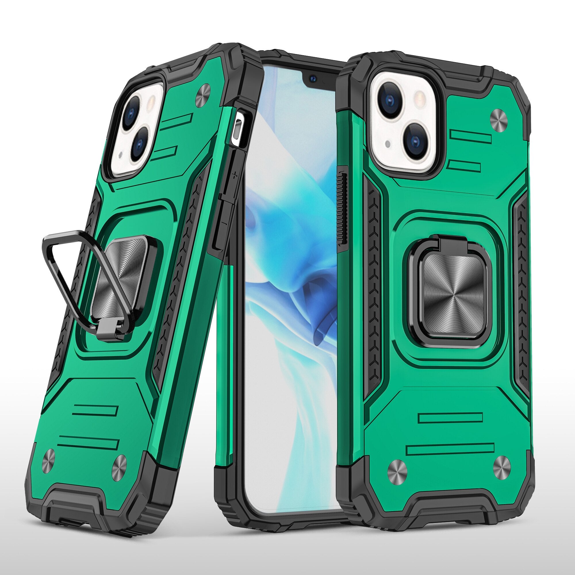 Design for iPhone 13 & iPhone 13 Pro Max Case, Military Grade Protective Phone Case Cover with Enhanced Metal Ring Kickstand - 380230 for iPhone 13 / green / United States Find Epic Store