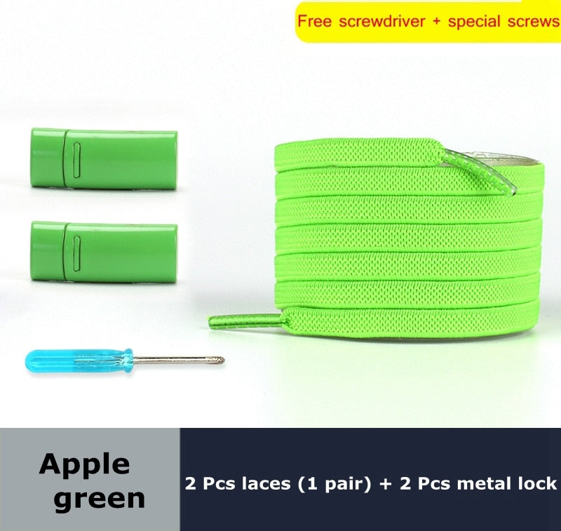 Magnetic Lock Elastic Shoelaces Flat Of Sneakers No tie Shoe Laces Metal locking Easy to put on and take off Lazy Shoelace - 3221015 Apple green / United States / 100cm Find Epic Store