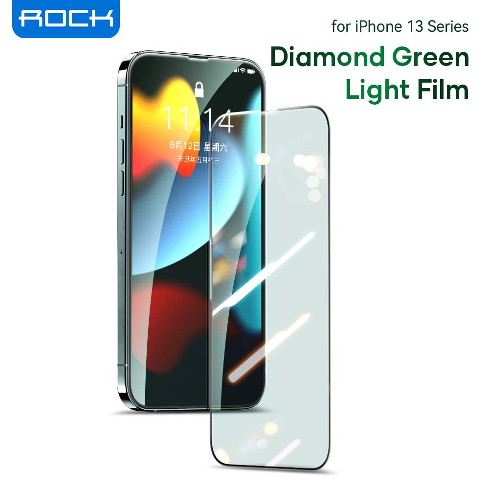 Anti Blue Light Tempered Glass for iPhone 13 Pro Max, ROCK Screen Protector Scratch Resistant 3D Full Cover Film for iPhone 13 - 0 Find Epic Store