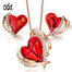 Women Gold Jewelry Set Embellished with Crystals Pink Heart Necklace Earrings Sets Valentine's Day Gift - 100007324 Red Gold / United States / 40cm Find Epic Store
