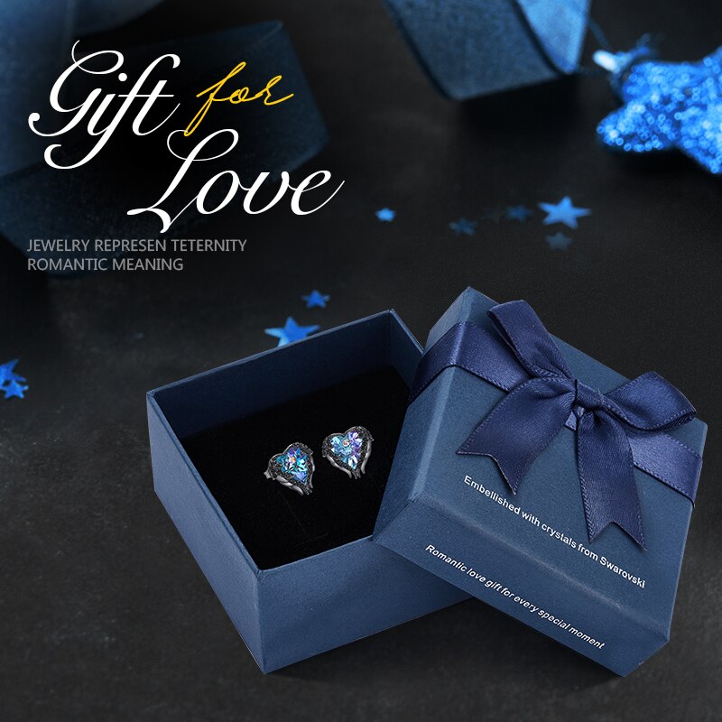 Fashion Brand Earrings Embellished with Blue Crystal Heart Earrings - 200000171 Purple Black in box / United States Find Epic Store