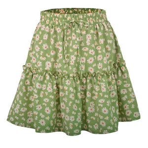 Daisy Print Ruffled Pleated Skirt - 349 BS0225-3 / XS / United States Find Epic Store