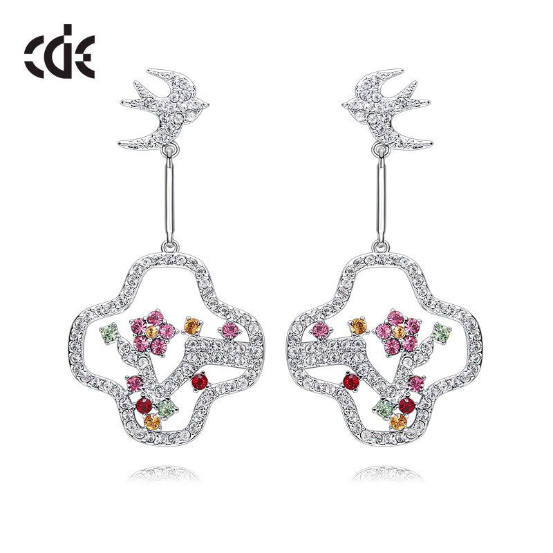 Plum Blossom Bird Earrings with Crystal Spring Swallow Drop Earrings - 200000168 Pink / United States Find Epic Store