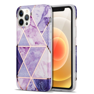 For iPhone 12 Pro Max Case Marble Slim Fit Bling Glitter Sparkle Bumper Foil Stripe Thin Cute Design Glossy Finish Soft TPU - 380230 for iPhone 12 / Light Purple / United States Find Epic Store