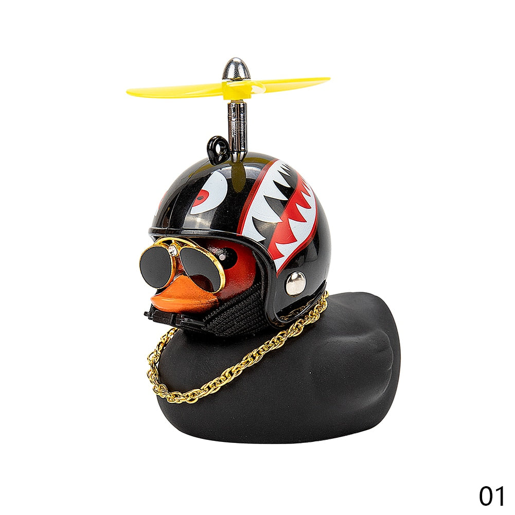 Car Goods Gift Broken Wind Helmet Small Yellow Duck Car Decoration Accessories Wind-breaking Wave-breaking Duck Cycling Decor bobble head - 200003311 O Find Epic Store