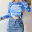 Y2K Fashion Tie Dye Drawstring Cropped Tops - 200000791 Find Epic Store