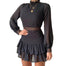 Ruffle Lace Lantern Long Sleeve mini Dress - 200000347 Black / S / United States Find Epic Store