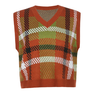 Argyle Plaid Y2K Sweater - 201240203 One Size / United States / Orange Find Epic Store