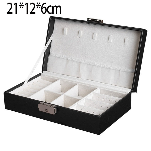 2021 New PU Leather Jewelry Storage Box Portable Double-Layer Packaging Box European-Style Multi-Function Winter Gift - 200001479 United States / Black 03 Find Epic Store