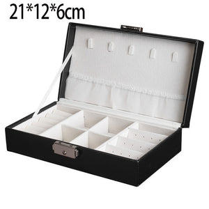 2021 New PU Leather Jewelry Storage Box Portable Double-Layer Packaging Box European-Style Multi-Function Winter Gift - 200001479 United States / Black 03 Find Epic Store