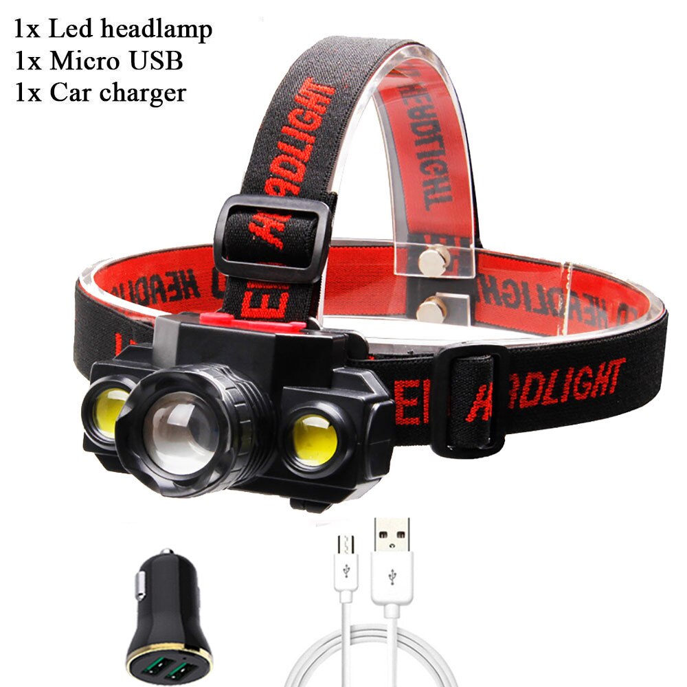 ZK20 Portable T6 COB Headlamps 4 Modes 18650 Head Flashlight USB Rechargeable Handband Lights Zoomable Mini Fishing Headlights - 39050301 Option C / No Battery / United States Find Epic Store