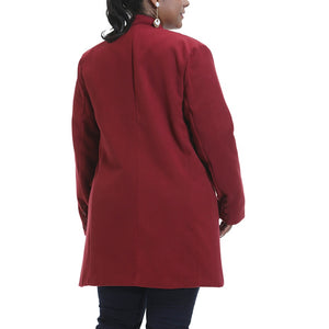 Plus Size Solid Color Stand Collar Wool Coat - 200001907 Find Epic Store