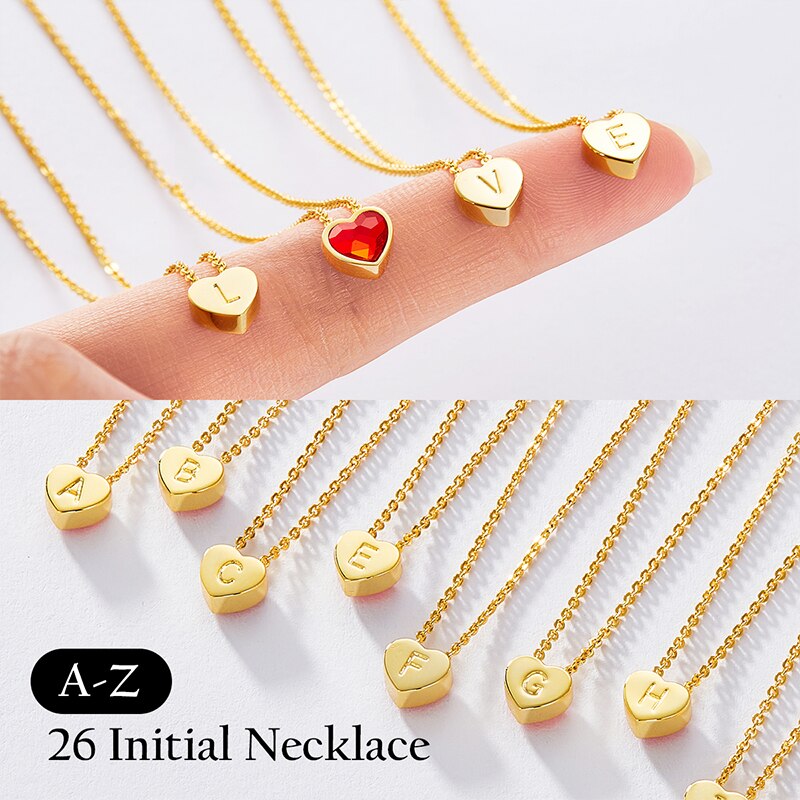 26 Letter Heart Pendant Necklace Jewelry Red Crystals from Swarovski Fashion Trend Necklace for Girl Gift Colar Vermelho - 200000162 Find Epic Store