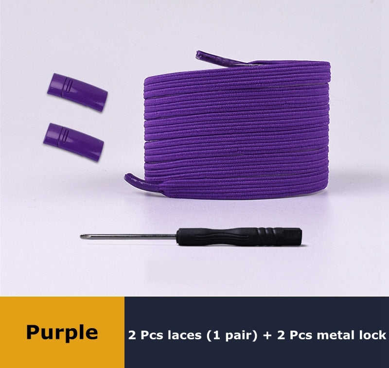 Elastic Shoelaces Metal lock Magnetic No Tie Shoelace Suitable for all shoes Child adult walking Sneakers Lazy Laces 1 Pair - 3221015 Purple / United States / 100cm Find Epic Store