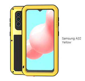 Samsung Galaxy A32, Aluminum Metal Gorilla Glass Shockproof Military Heavy Duty Case - 380230 for Galaxy A32 5G / Yellow / United States|NO Retail packaging Find Epic Store