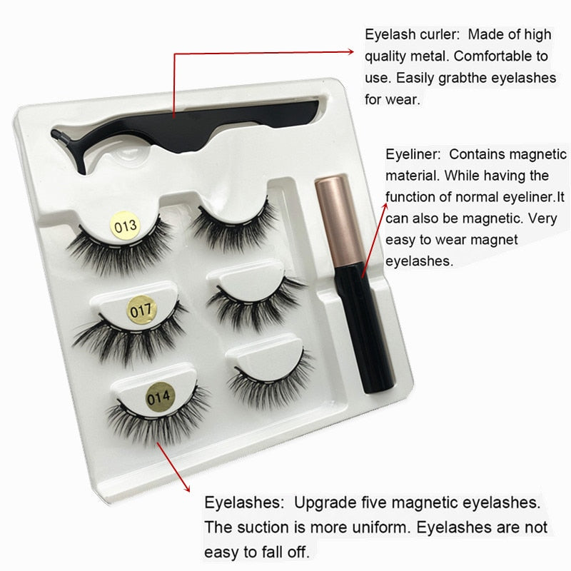 3 Pairs of Magnetic Eyelashes, Waterproof Magnetic Eyeliner and Tweezers, Magnetic False Eyelashes - 200001197 Find Epic Store