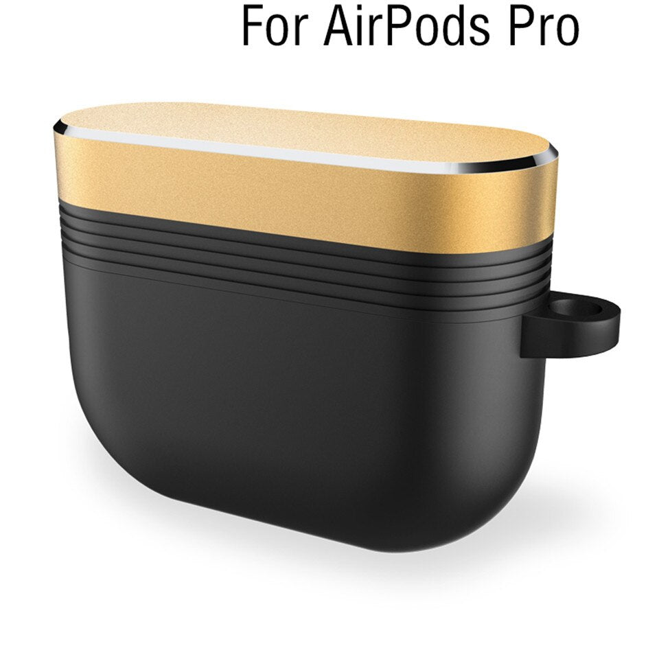 For Airpods pro Cover Luxury metal air pods For Apple Airpods Pro 3Case Luxury aipods earphone Accessories Protector Accessories - 200001619 United States / pro-black gold Find Epic Store