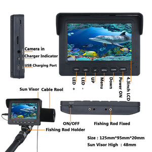 4.3 Inch 1200TVL Underwater Fish Finder Fishing Camera 12pcs White LEDs Camera Light Off Function Fishfinder IP68 - 0 Find Epic Store