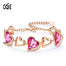 Rose Gold Color Charm Link Chain Bracelets with Fashion Heart Shaped Crystal - 200000147 Pink Gold / United States Find Epic Store