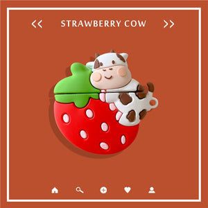 For red AirPods Pro 2 1 Case Strawberry Cow Earphone Protector Cute Strawberry Silicone Cows Cover Anime for AirPods 2 1 Cases - 200001619 Find Epic Store