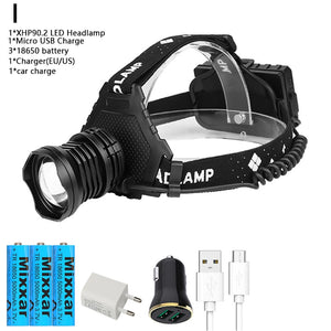 ZK20 LED/ Powerful/Bike Headlight/Headlamp/Torch 18650 Battery for Hunting/Fishing/Camping Lantern LED Rechargeable Waterproof - 39050301 Option I XHP90 / United States Find Epic Store