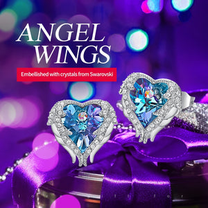 Stud Earrings Embellished with Crystals Women Earrings Angel Wing Heart Earrings Fashion Ear Jewellery Gifts - 200000171 Find Epic Store