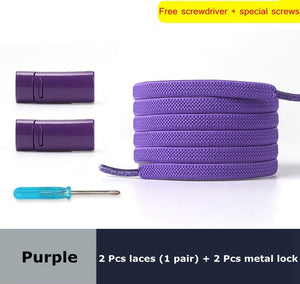 Magnetic Lock Elastic Shoelaces Flat Of Sneakers No tie Shoe Laces Metal locking Easy to put on and take off Lazy Shoelace - 3221015 Purple / United States / 100cm Find Epic Store