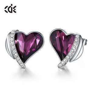 Red Heart Crystal Earrings Angel Wings - 200000171 Amethyst / United States Find Epic Store