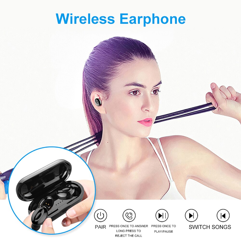 Wireless In-Ear Bluetooth Earphone Bluetooth 5.0 Binaural Call Mini Stereo Earbuds with 300mAh Charging Box for iPhone 7 Xiaomi - 63705 Find Epic Store