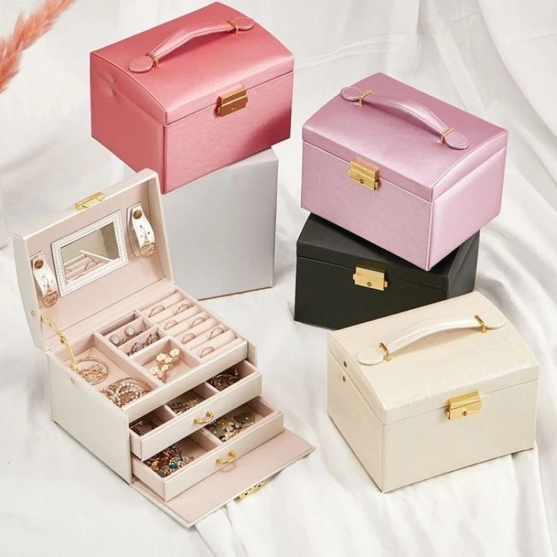 2021 New Double-Layer Velvet Jewelry Box European Jewelry Storage Box Large Space Jewelry Holder Gift Box - 200001479 Find Epic Store