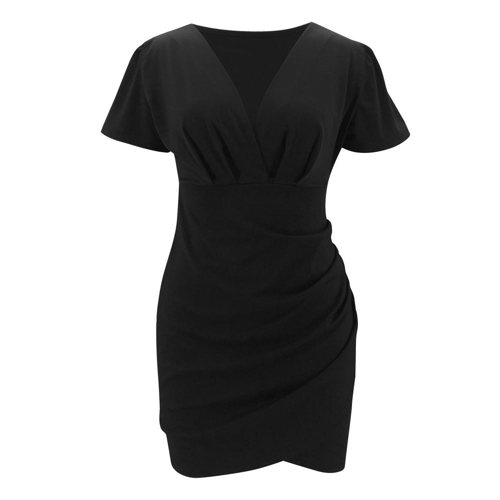 Sexy V neck Short Sleeve Bodycon Dress - 200000347 Find Epic Store