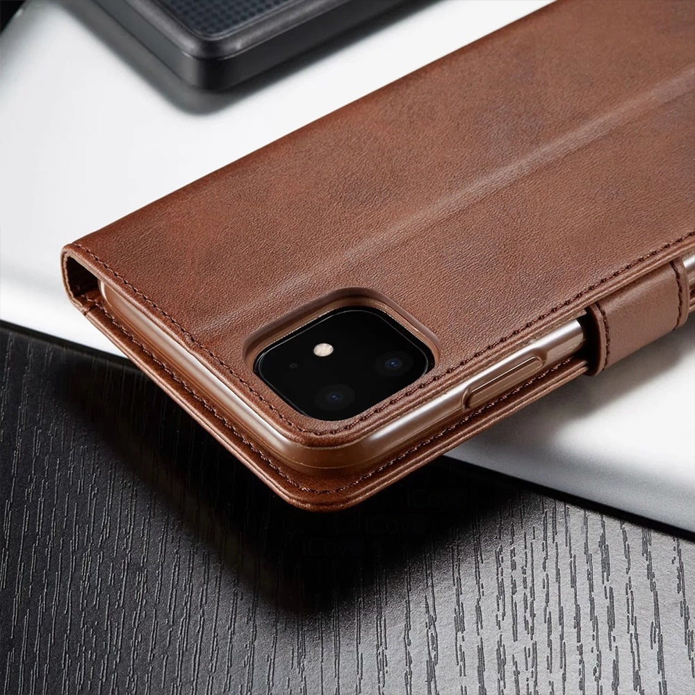 Brown Color Case - Magnetic Flip Wallet Case Luxury PU Leather Cover With Card Slots For iPhone 12 11 Pro Xs Max XR X 8 7 6s Plus 5S SE Case Coque - 380230 Find Epic Store