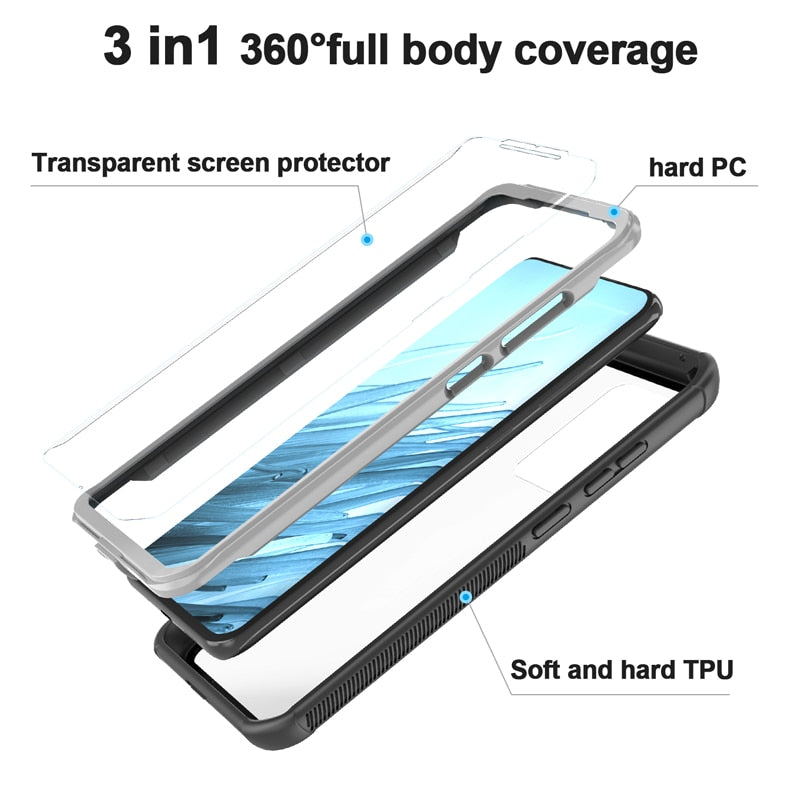 Shockproof Dustproof Case for Samsung Galaxy S8 S9 S10 S20 Ultra Note 9 10 Plus 360 Full-Body Rugged Clear Back Case Cover - 380230 Find Epic Store