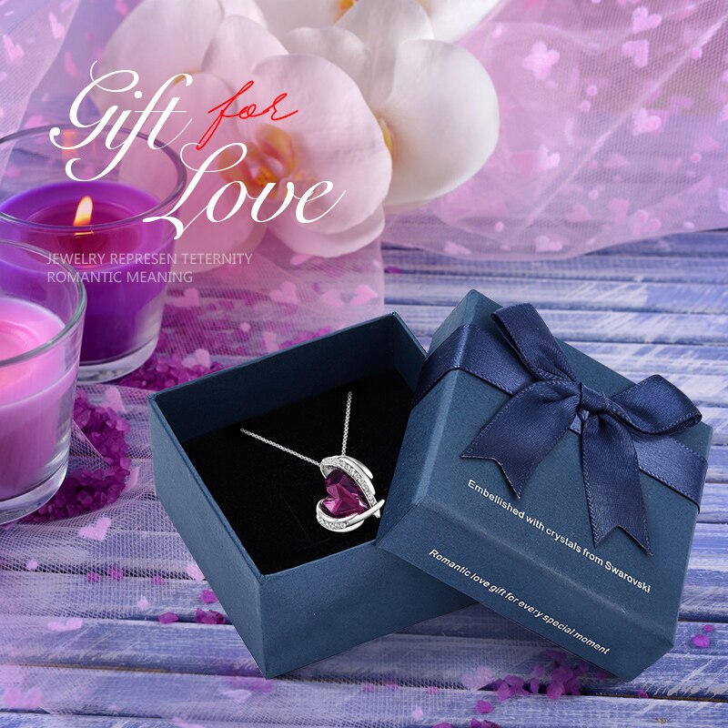 Charming Heart Pendant with Crystal Silver Color - 100007321 Purple in box / United States Find Epic Store